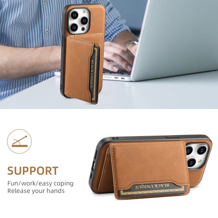 For iPhone 15 Pro Denior D13 Retro Texture Leather MagSafe Card Bag Phone Case(Brown) - HoMEdemic™ 