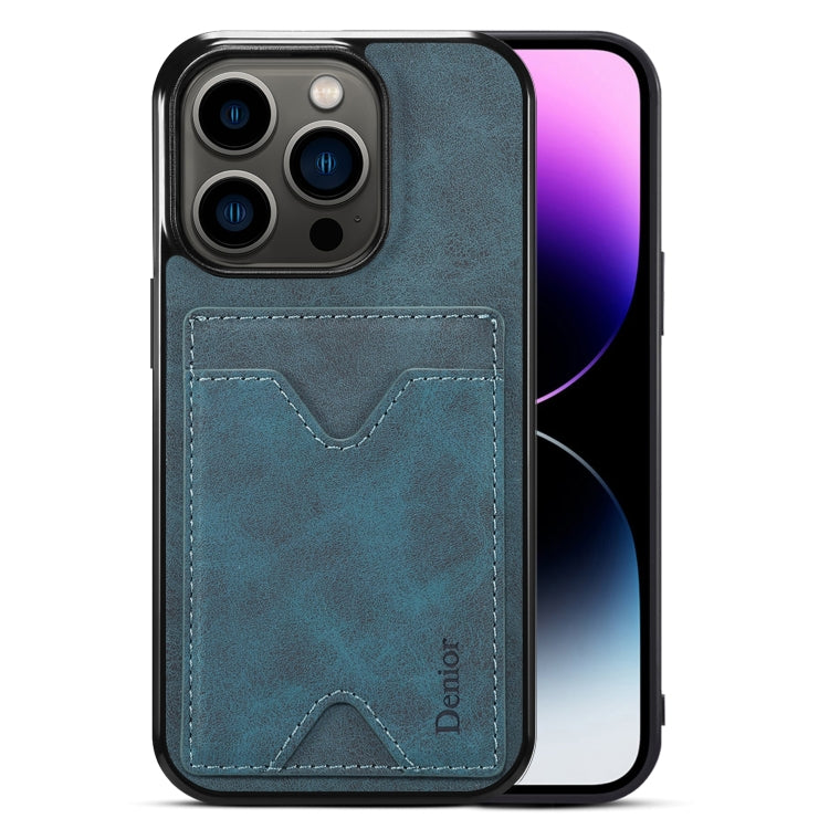 For iPhone 15 Pro Denior PU Back Cover Card Slot Holder Phone Case(Blue) - HoMEdemic™ 