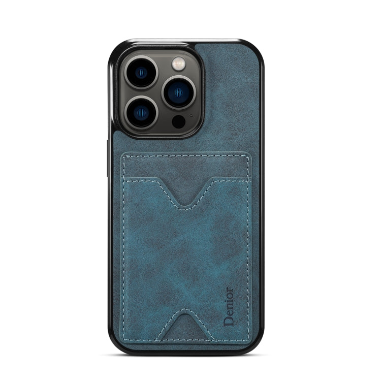 For iPhone 15 Pro Denior PU Back Cover Card Slot Holder Phone Case(Blue) - HoMEdemic™ 