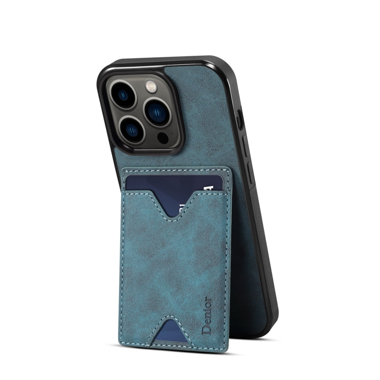 For iPhone 15 Pro Denior PU Back Cover Card Slot Holder Phone Case(Blue) - HoMEdemic™ 