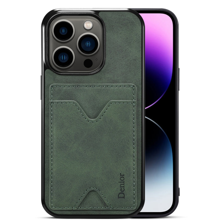 For iPhone 15 Pro Denior PU Back Cover Card Slot Holder Phone Case(Green) - HoMEdemic™ 