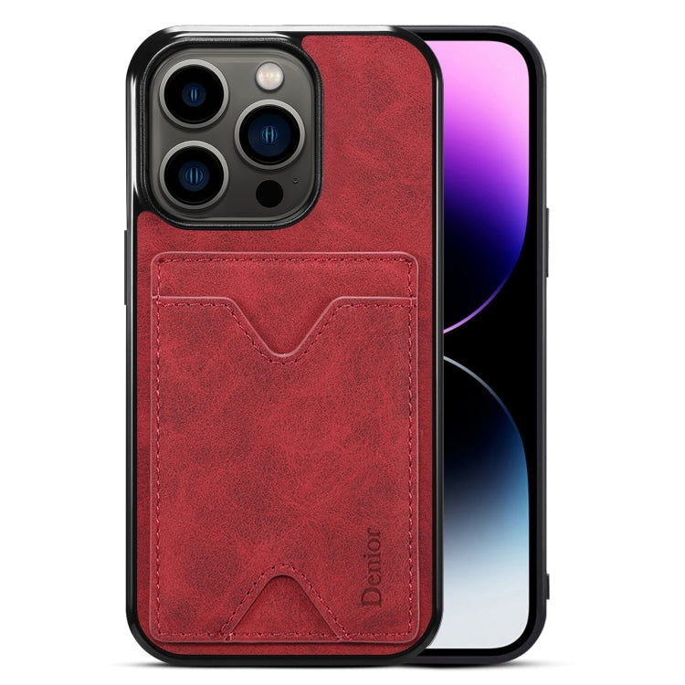 For iPhone 15 Pro Denior PU Back Cover Card Slot Holder Phone Case(Red) - HoMEdemic™ 