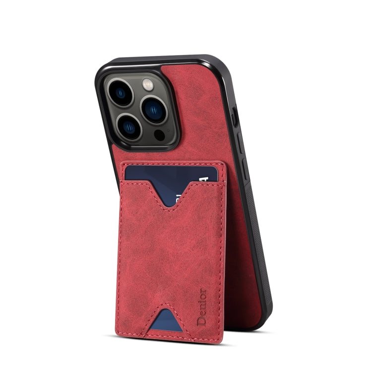 For iPhone 15 Pro Denior PU Back Cover Card Slot Holder Phone Case(Red) - HoMEdemic™ 