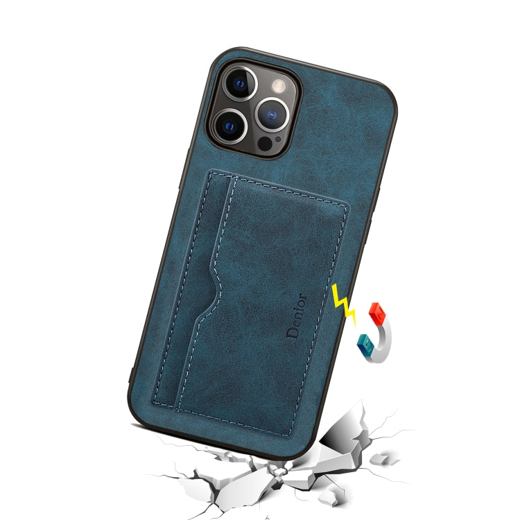For iPhone 15 Pro Denior PU Single Card Slot Holder Phone Case(Blue) - HoMEdemic™ 