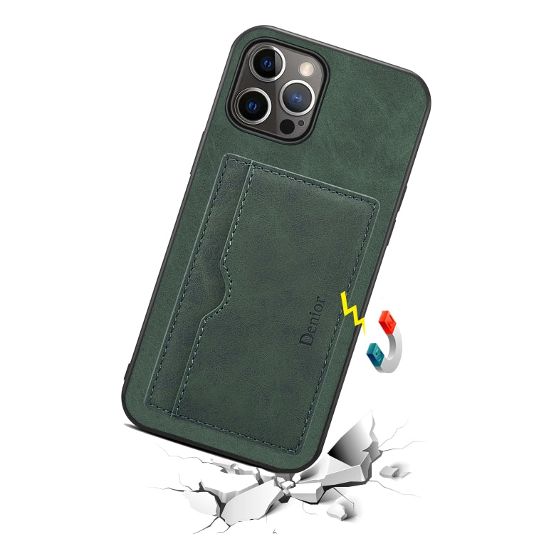 For iPhone 15 Pro Denior PU Single Card Slot Holder Phone Case(Green) - HoMEdemic™ 