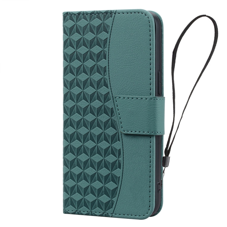 For iPhone 15 Pro Diamond Buckle Leather Phone Case with Lanyard(Green) - HoMEdemic™ 
