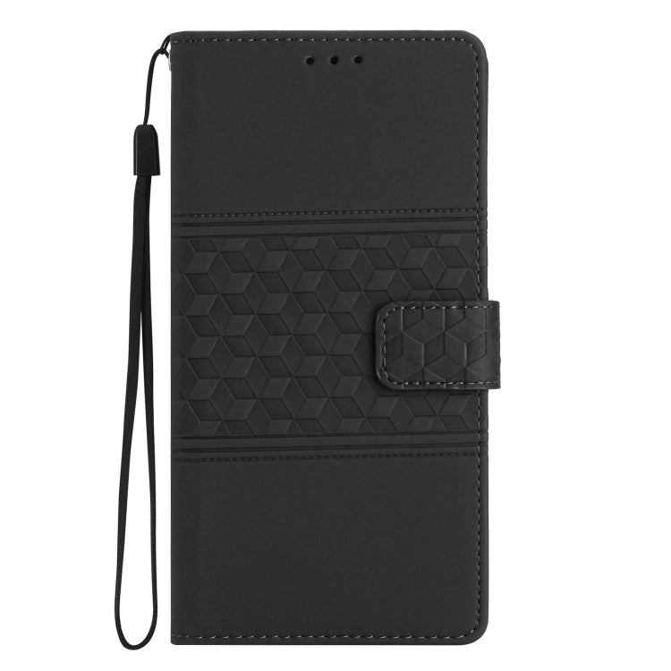 For iPhone 15 Pro Diamond Embossed Skin Feel Leather Phone Case(Black) - HoMEdemic™ 
