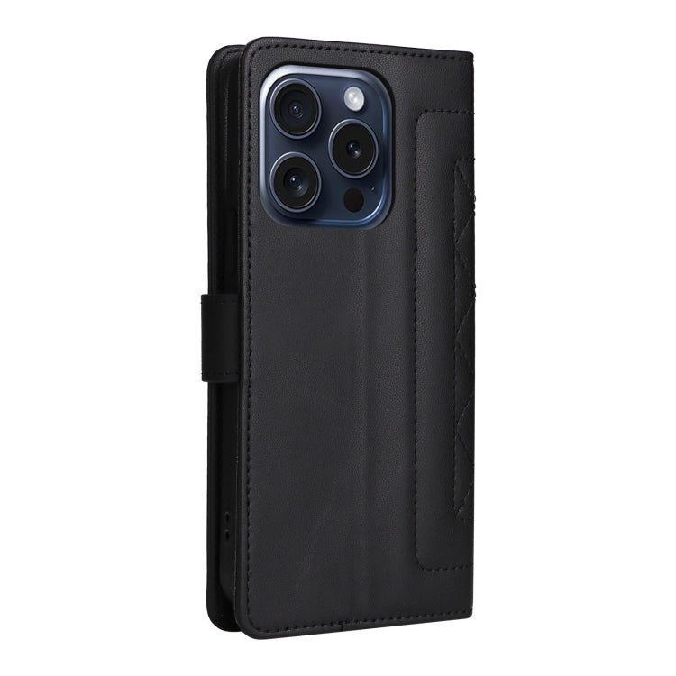 For iPhone 15 Pro Diamond Lattice Leather Flip Phone Case(Black) - HoMEdemic™ 