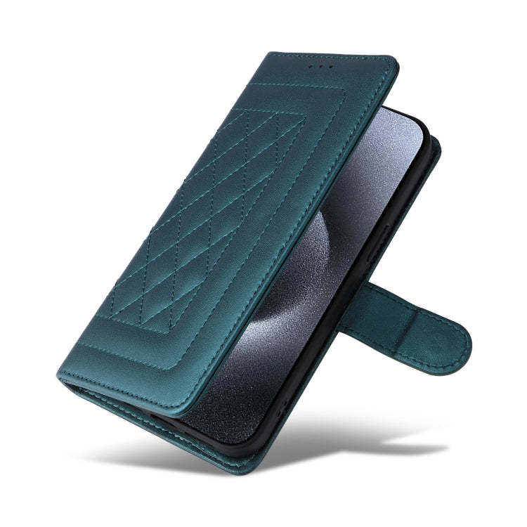 For iPhone 15 Pro Diamond Lattice Leather Flip Phone Case(Green) - HoMEdemic™ 
