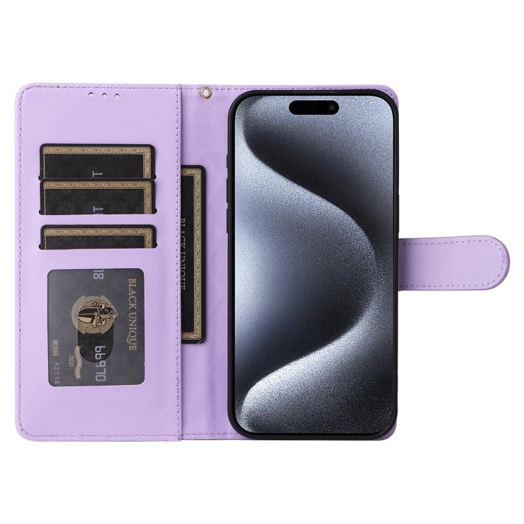 For iPhone 15 Pro Diamond Lattice Leather Flip Phone Case(Light Purple) - HoMEdemic™ 