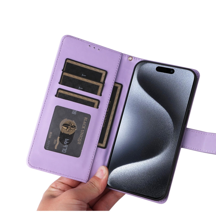 For iPhone 15 Pro Diamond Lattice Leather Flip Phone Case(Light Purple) - HoMEdemic™ 