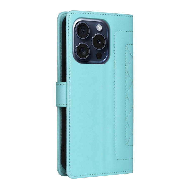 For iPhone 15 Pro Diamond Lattice Leather Flip Phone Case(Mint Green) - HoMEdemic™ 