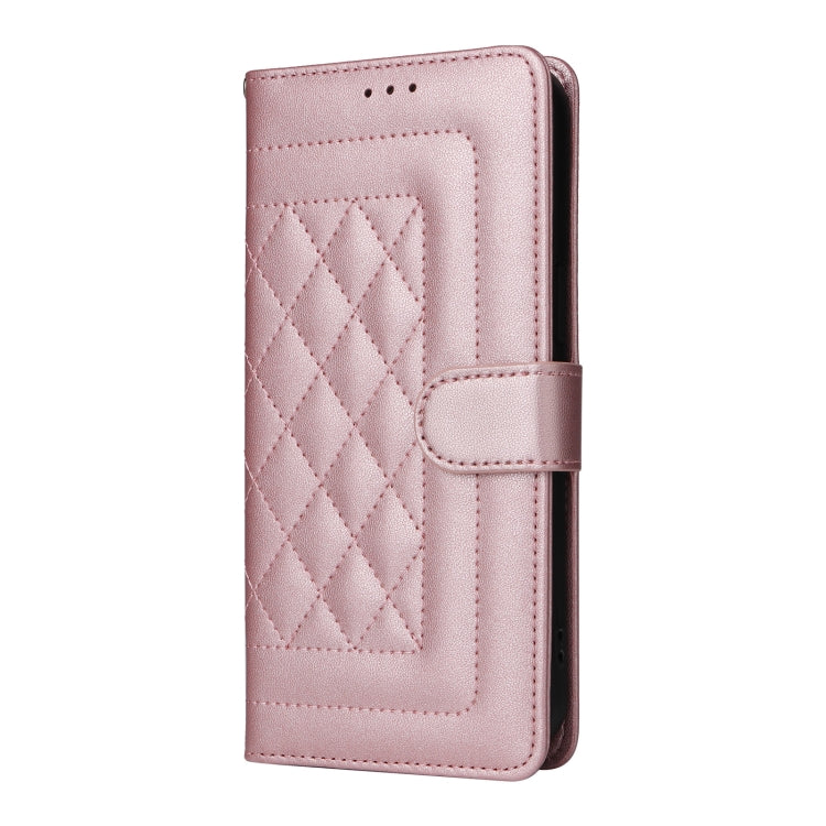 For iPhone 15 Pro Diamond Lattice Leather Flip Phone Case(Rose Gold) - HoMEdemic™ 