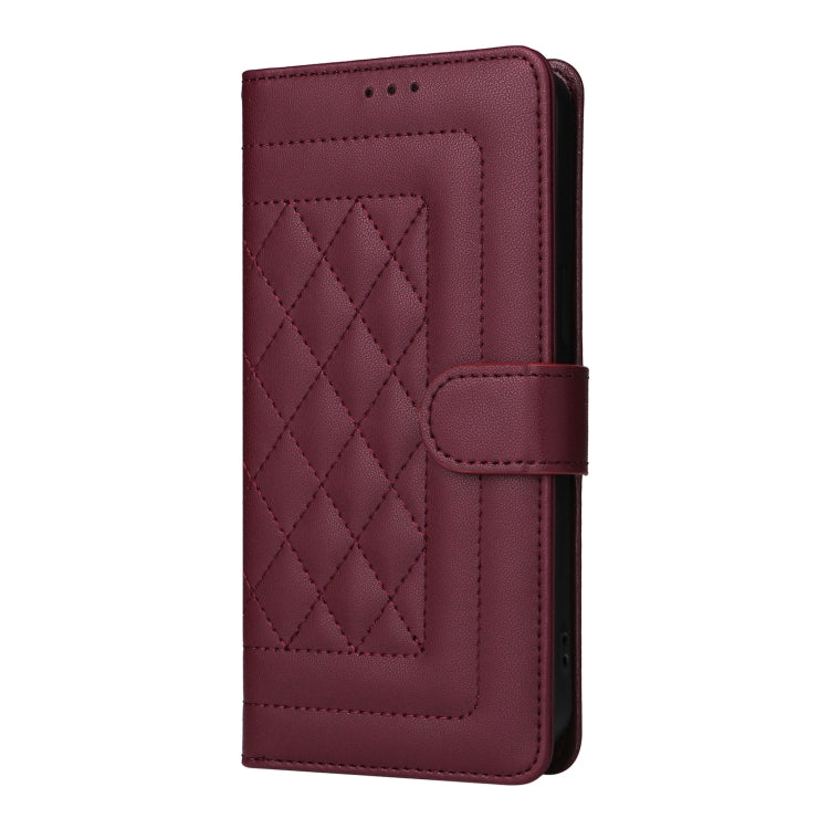 For iPhone 15 Pro Diamond Lattice Leather Flip Phone Case(Wine Red) - HoMEdemic™ 