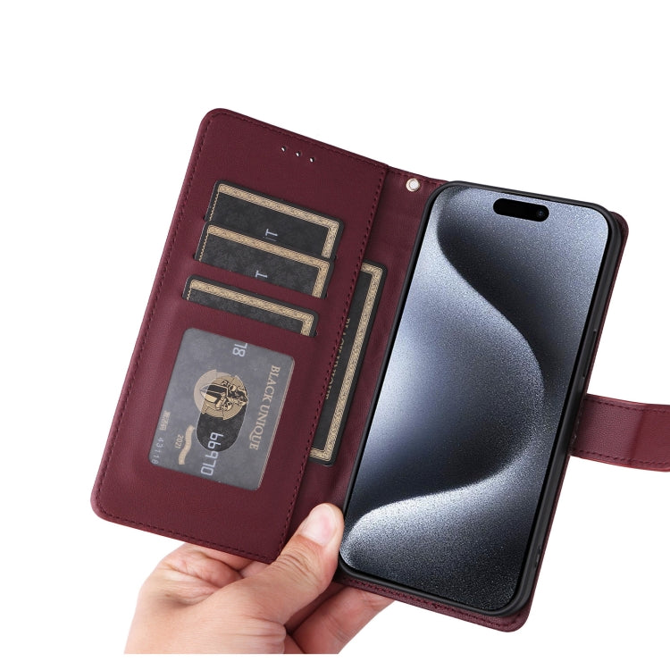 For iPhone 15 Pro Diamond Lattice Leather Flip Phone Case(Wine Red) - HoMEdemic™ 