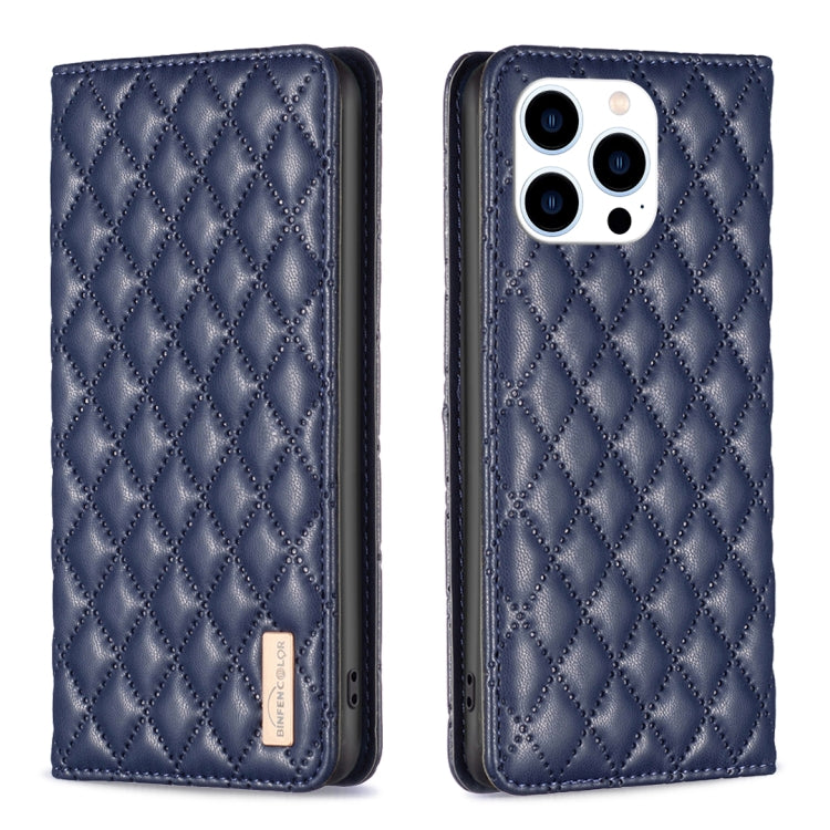 For iPhone 15 Pro Diamond Lattice Magnetic Leather Flip Phone Case(Blue) - HoMEdemic™ 