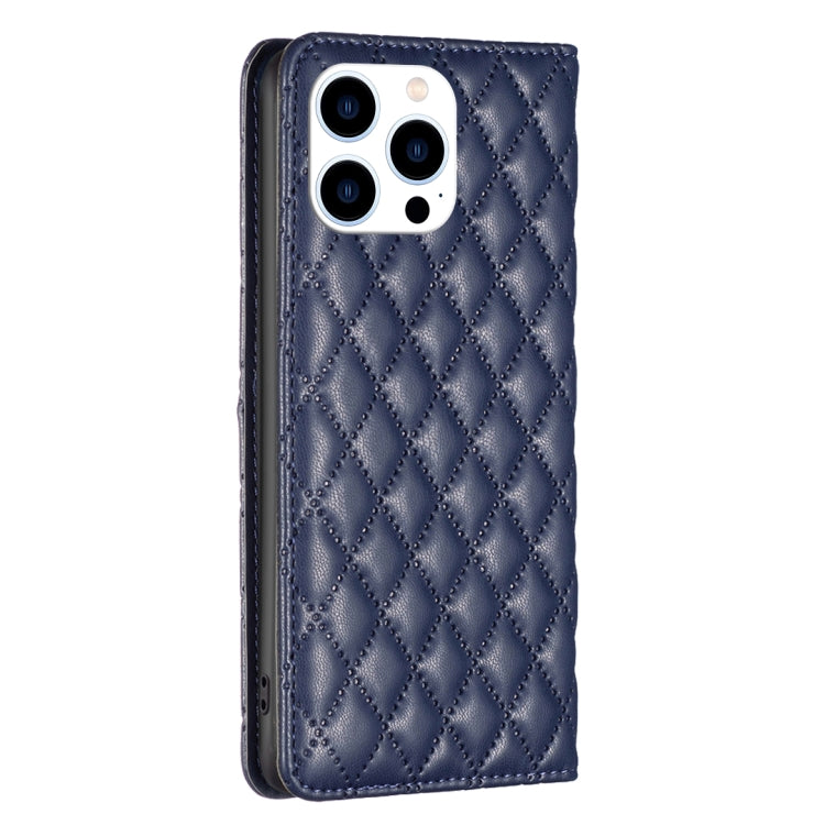 For iPhone 15 Pro Diamond Lattice Magnetic Leather Flip Phone Case(Blue) - HoMEdemic™ 
