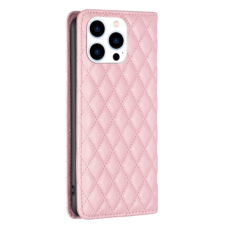 For iPhone 15 Pro Diamond Lattice Magnetic Leather Flip Phone Case(Pink) - HoMEdemic™ 
