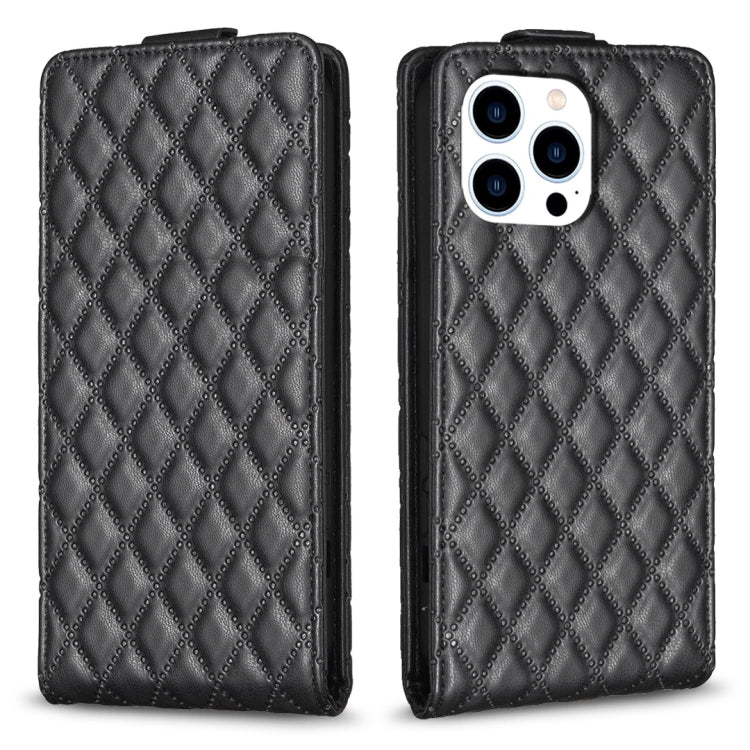 For iPhone 15 Pro Diamond Lattice Vertical Flip Leather Phone Case(Black) - HoMEdemic™ 