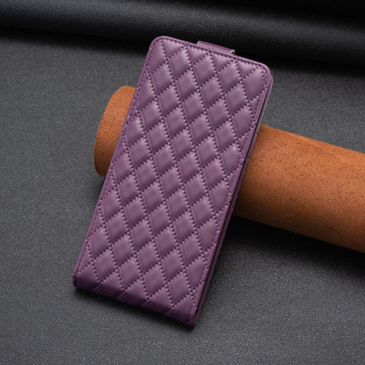 For iPhone 15 Pro Diamond Lattice Vertical Flip Leather Phone Case(Dark Purple) - HoMEdemic™ 