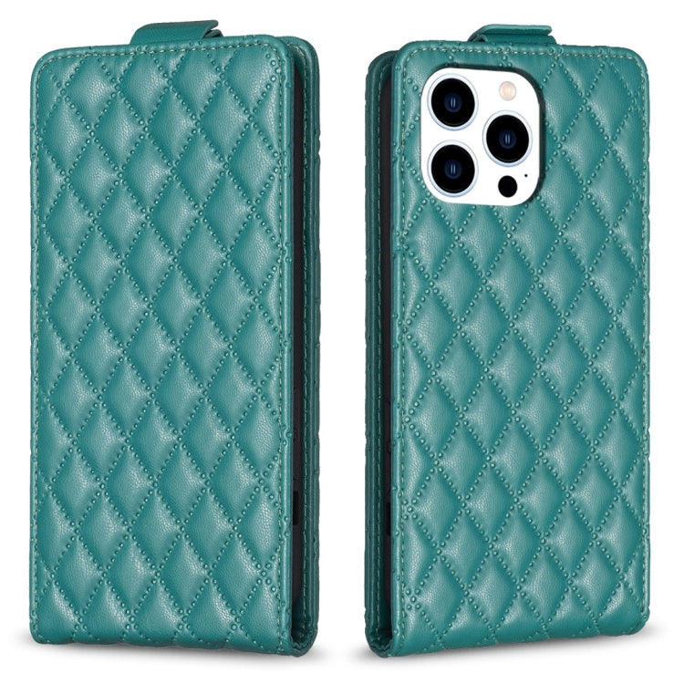 For iPhone 15 Pro Diamond Lattice Vertical Flip Leather Phone Case(Green) - HoMEdemic™ 