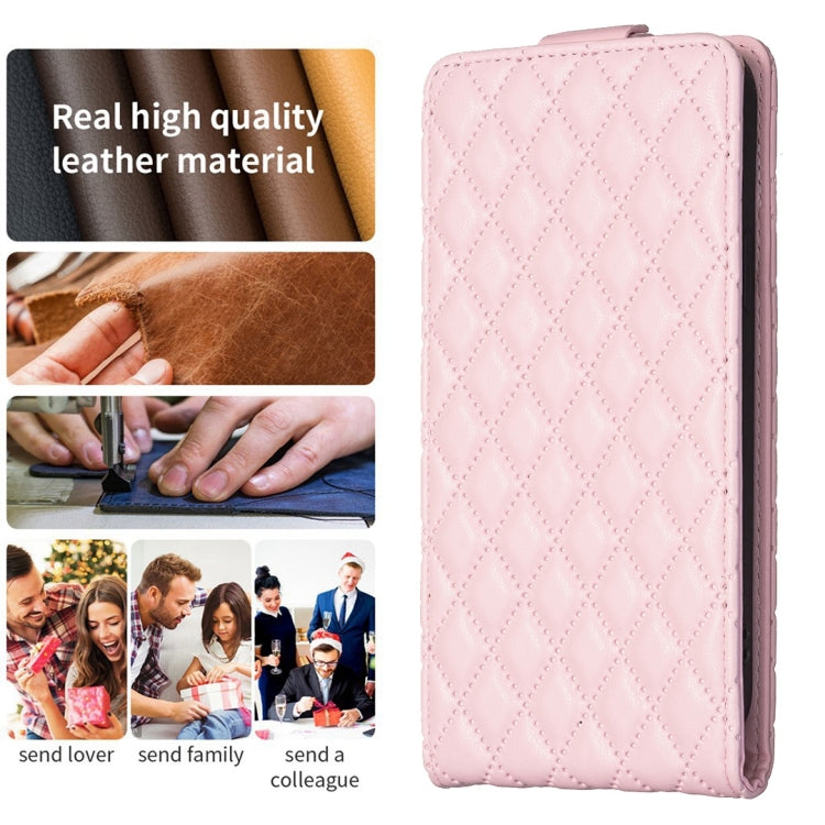 For iPhone 15 Pro Diamond Lattice Vertical Flip Leather Phone Case(Pink) - HoMEdemic™ 