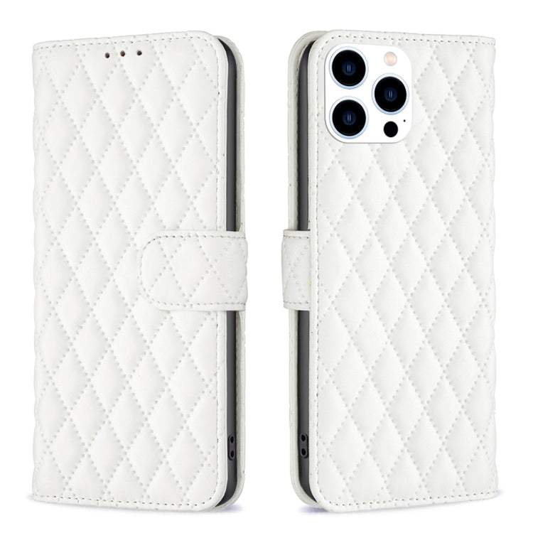 For iPhone 15 Pro Diamond Lattice Wallet Flip Leather Phone Case(White) - HoMEdemic™ 