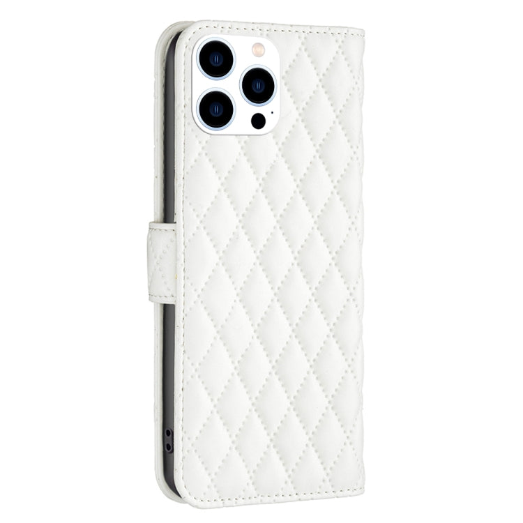 For iPhone 15 Pro Diamond Lattice Wallet Flip Leather Phone Case(White) - HoMEdemic™ 