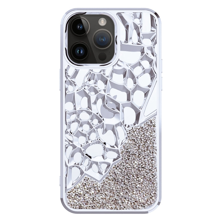 For iPhone 15 Pro Diamond Style Hollow Heat Dissipation Electroplated  TPU Phone Case(Silver) - HoMEdemic™ 