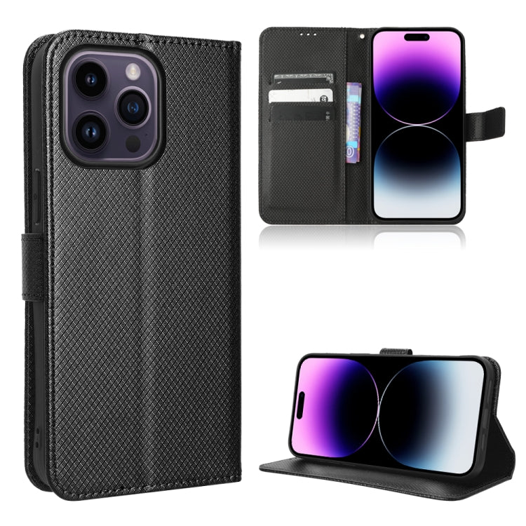 For iPhone 15 Pro Diamond Texture Leather Phone Case(Black) - HoMEdemic™ 