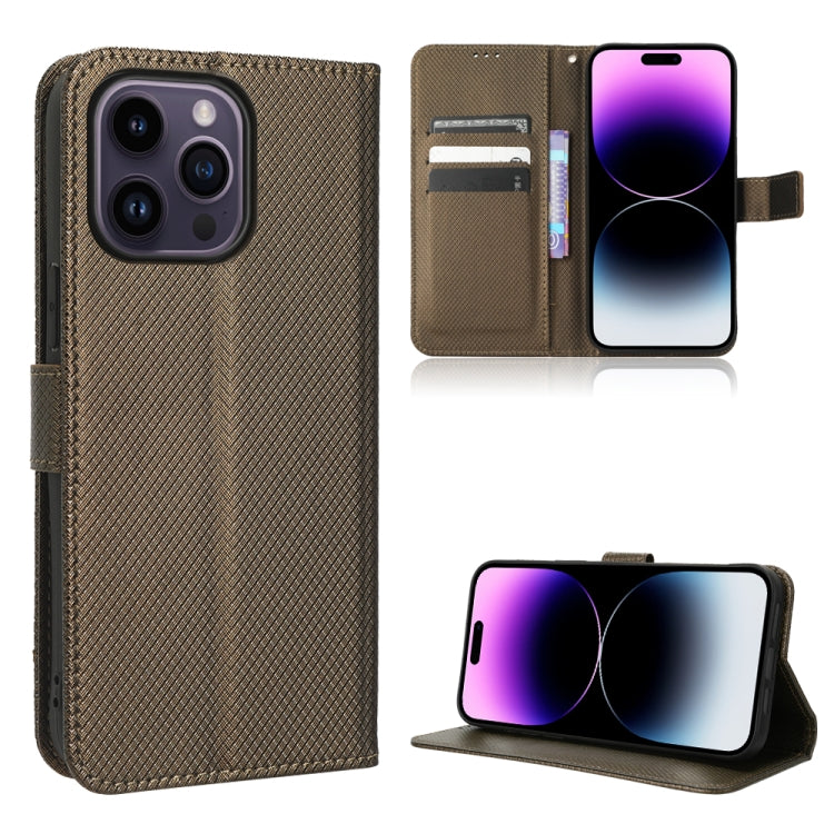 For iPhone 15 Pro Diamond Texture Leather Phone Case(Brown) - HoMEdemic™ 