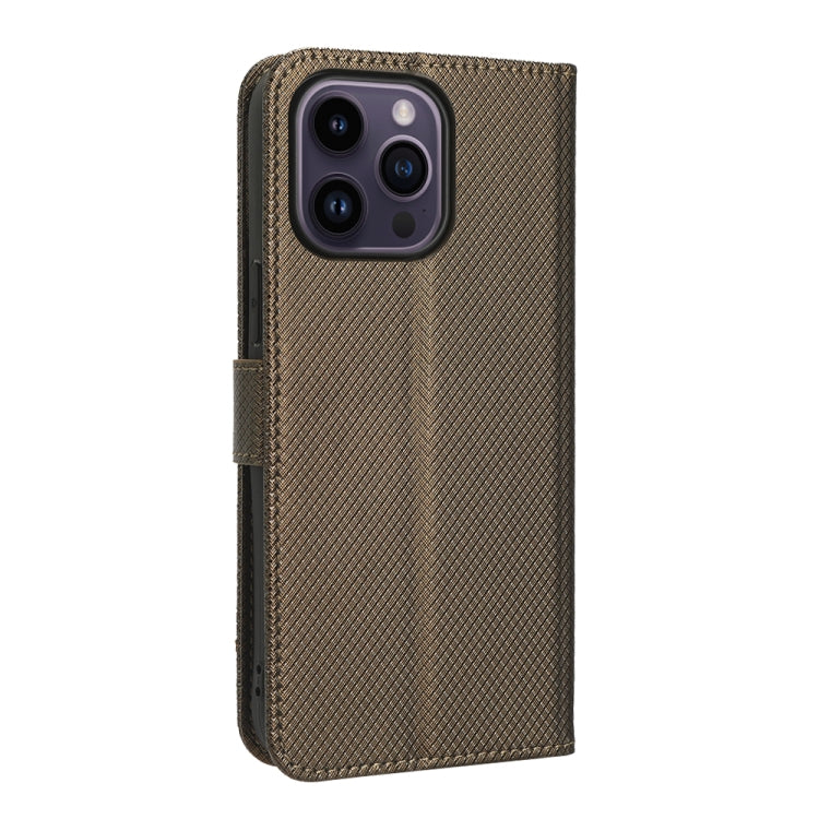 For iPhone 15 Pro Diamond Texture Leather Phone Case(Brown) - HoMEdemic™ 