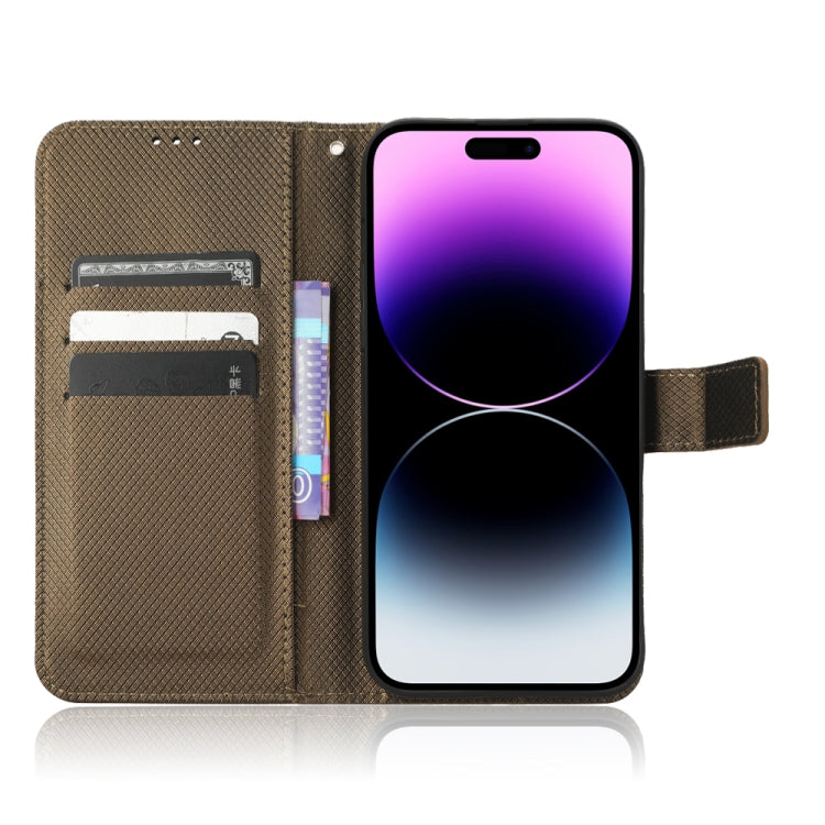 For iPhone 15 Pro Diamond Texture Leather Phone Case(Brown) - HoMEdemic™ 