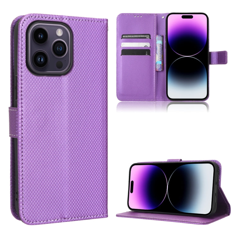 For iPhone 15 Pro Diamond Texture Leather Phone Case(Purple) - HoMEdemic™ 