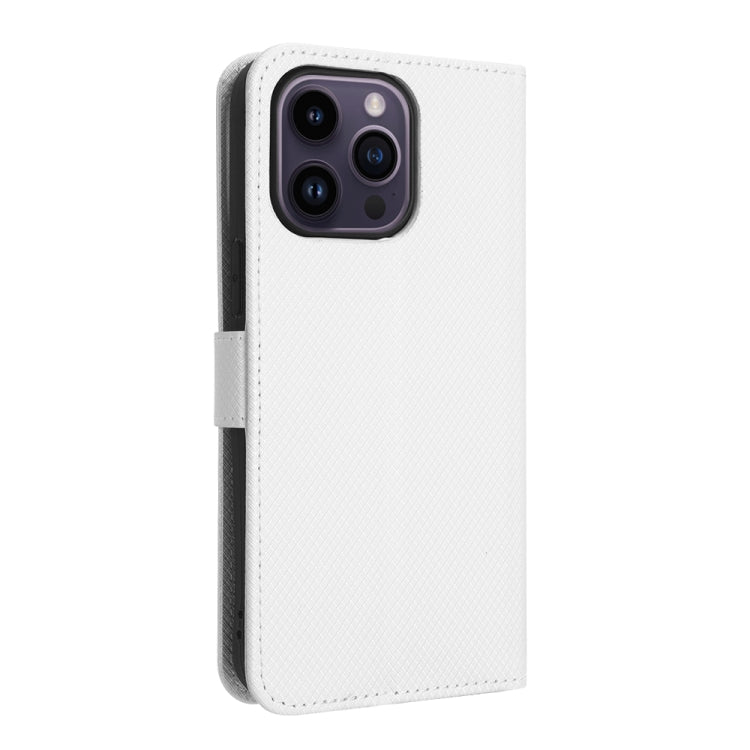 For iPhone 15 Pro Diamond Texture Leather Phone Case(White) - HoMEdemic™ 