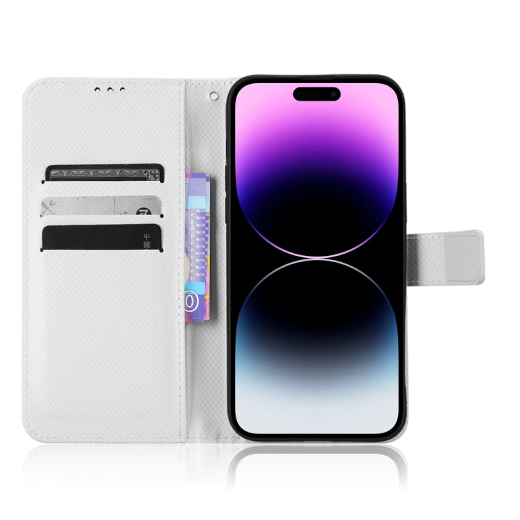 For iPhone 15 Pro Diamond Texture Leather Phone Case(White) - HoMEdemic™ 