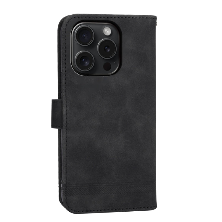 For iPhone 15 Pro Dierfeng Dream Line TPU Hybrid PU Leather Phone Case(Black) - HoMEdemic™ 