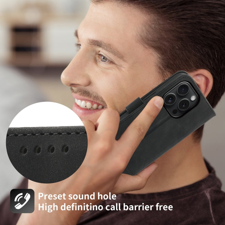 For iPhone 15 Pro Dierfeng Dream Line TPU Hybrid PU Leather Phone Case(Black) - HoMEdemic™ 