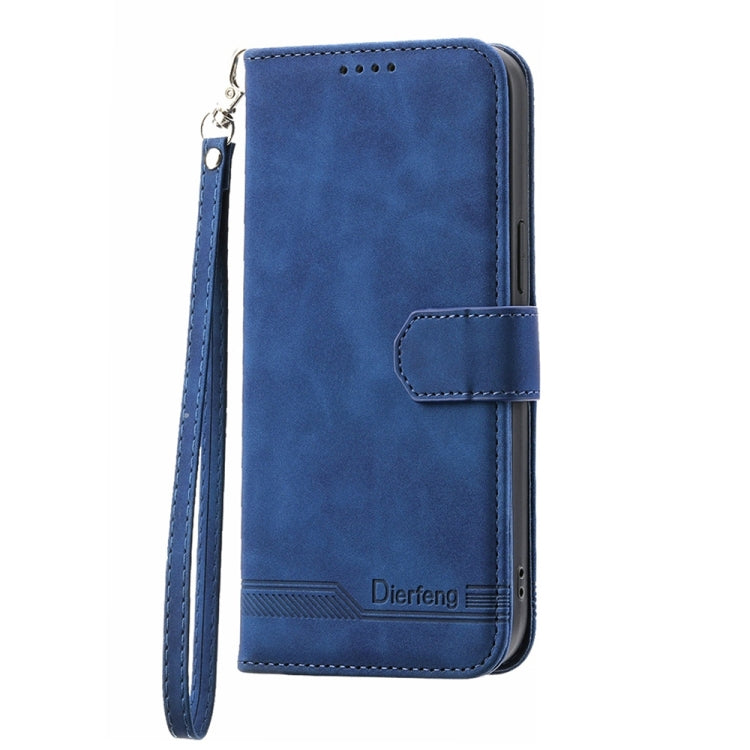 For iPhone 15 Pro Dierfeng Dream Line TPU Hybrid PU Leather Phone Case(Blue) - HoMEdemic™ 
