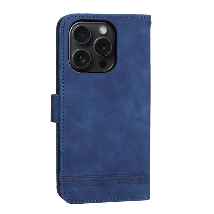 For iPhone 15 Pro Dierfeng Dream Line TPU Hybrid PU Leather Phone Case(Blue) - HoMEdemic™ 