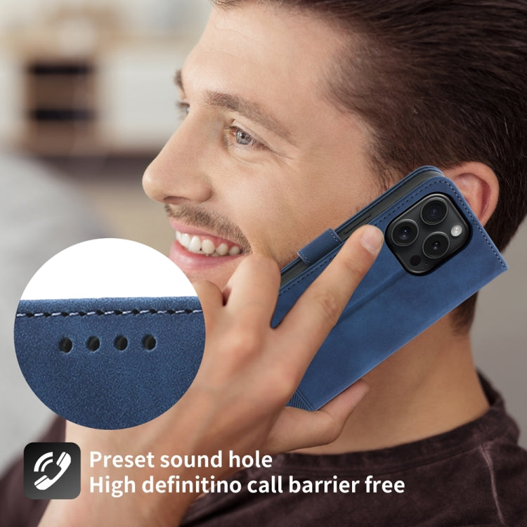 For iPhone 15 Pro Dierfeng Dream Line TPU Hybrid PU Leather Phone Case(Blue) - HoMEdemic™ 