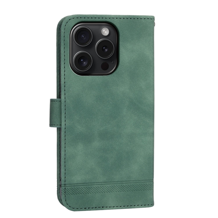 For iPhone 15 Pro Dierfeng Dream Line TPU Hybrid PU Leather Phone Case(Green) - HoMEdemic™ 