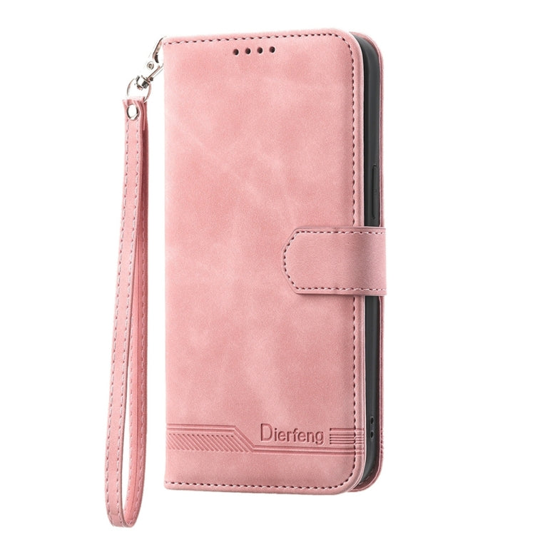 For iPhone 15 Pro Dierfeng Dream Line TPU Hybrid PU Leather Phone Case(Pink) - HoMEdemic™ 