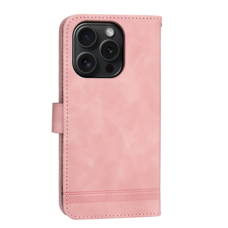 For iPhone 15 Pro Dierfeng Dream Line TPU Hybrid PU Leather Phone Case(Pink) - HoMEdemic™ 