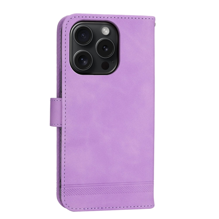 For iPhone 15 Pro Dierfeng Dream Line TPU Hybrid PU Leather Phone Case(Purple) - HoMEdemic™ 