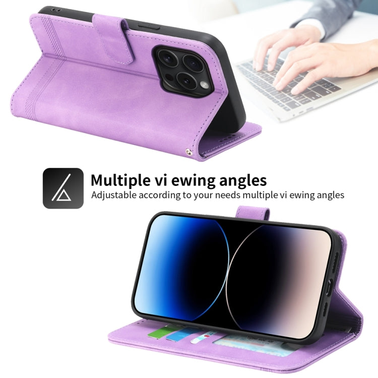For iPhone 15 Pro Dierfeng Dream Line TPU Hybrid PU Leather Phone Case(Purple) - HoMEdemic™ 