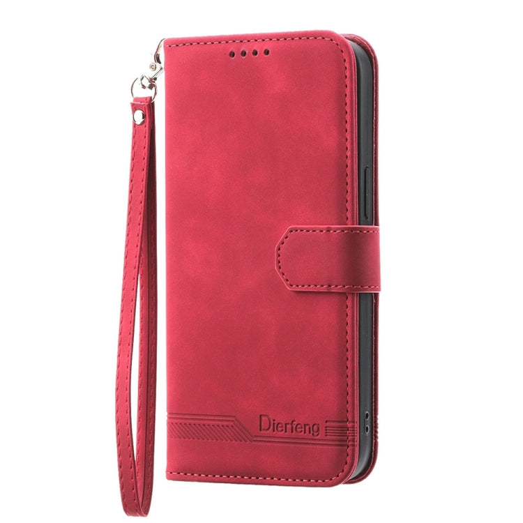 For iPhone 15 Pro Dierfeng Dream Line TPU Hybrid PU Leather Phone Case(Red) - HoMEdemic™ 