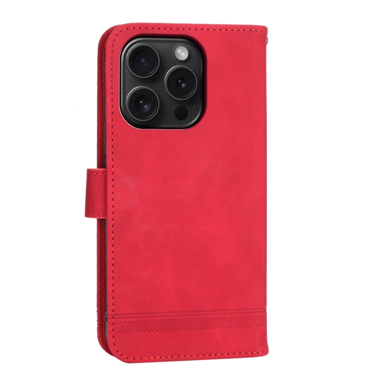 For iPhone 15 Pro Dierfeng Dream Line TPU Hybrid PU Leather Phone Case(Red) - HoMEdemic™ 
