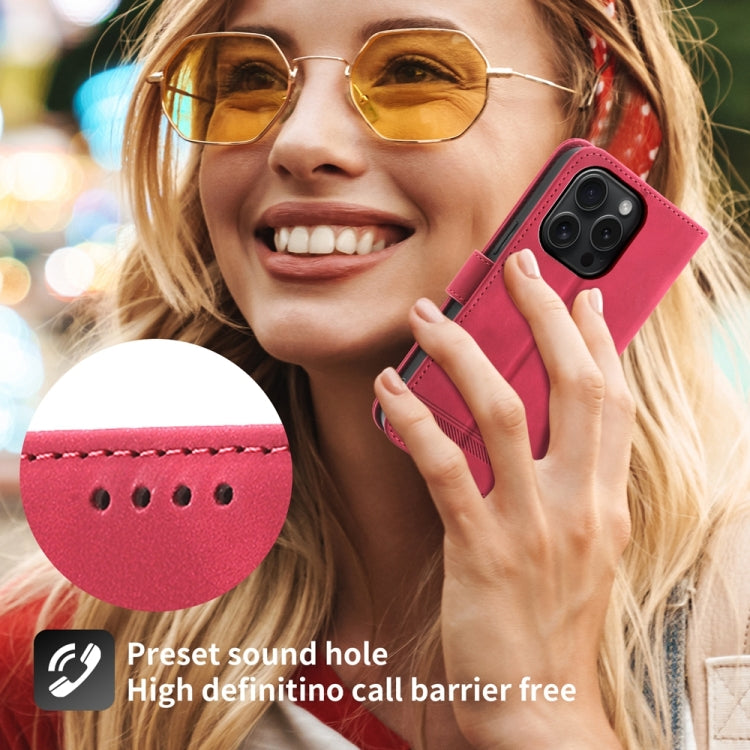 For iPhone 15 Pro Dierfeng Dream Line TPU Hybrid PU Leather Phone Case(Red) - HoMEdemic™ 
