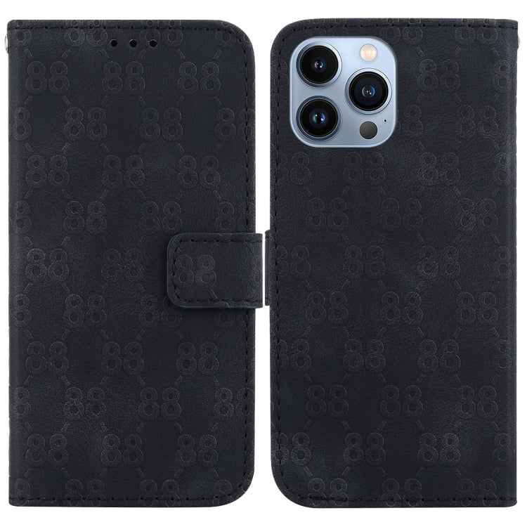 For iPhone 15 Pro Double 8-shaped Embossed Leather Phone Case(Black) - HoMEdemic™ 